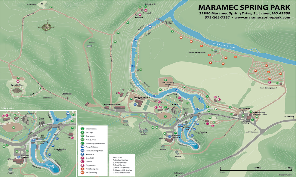 Maramec Spring Park map. St. James Mo
