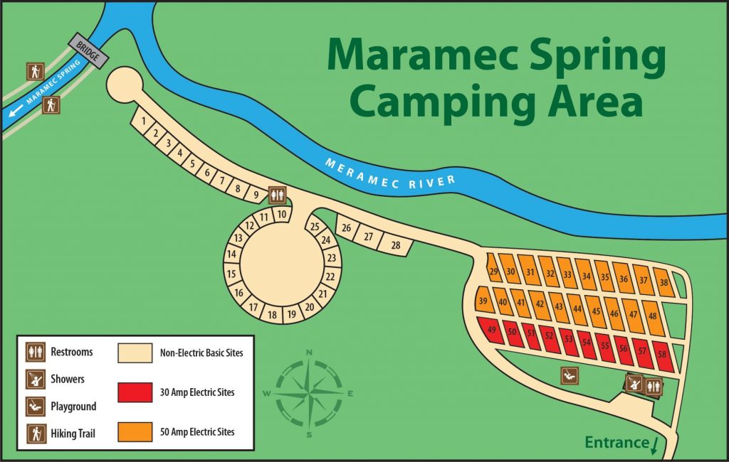 Campground Map, Maramec Spring Park, St. James MO