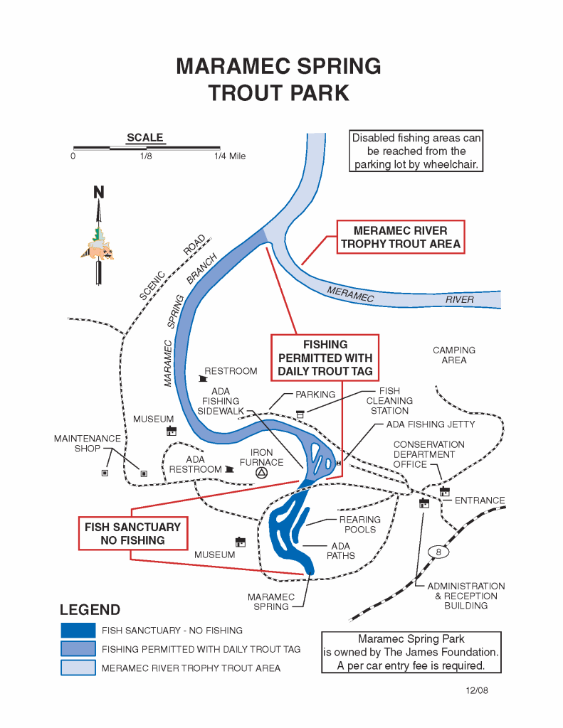 Meramec Spring Trout Park fishing map.